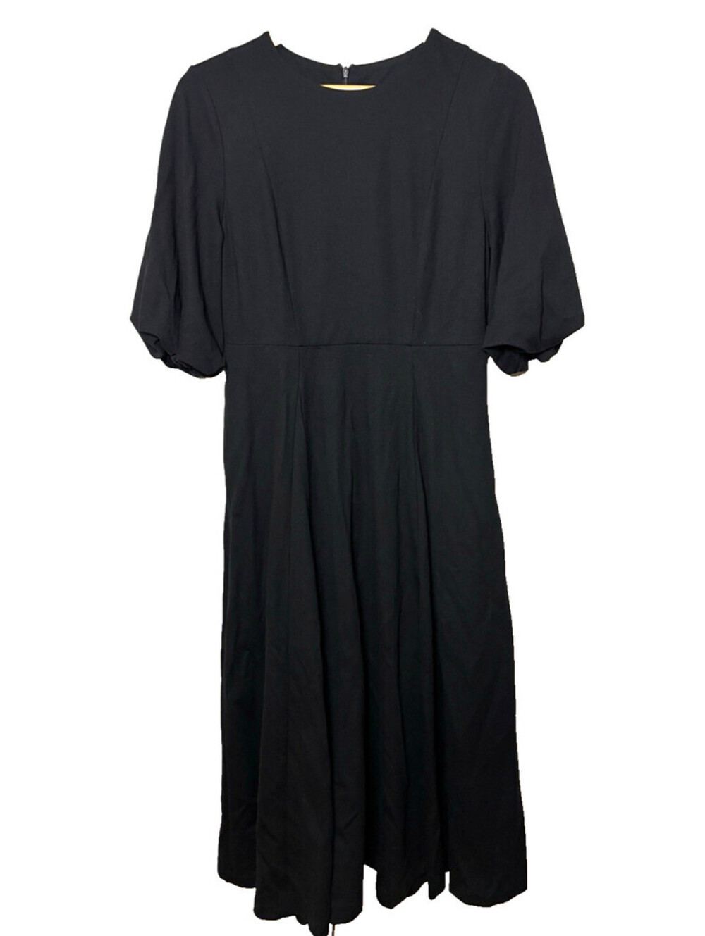 Boden Black Dress Womens Size 16R Midi A line Pockets Stretch Short Sleeve Party